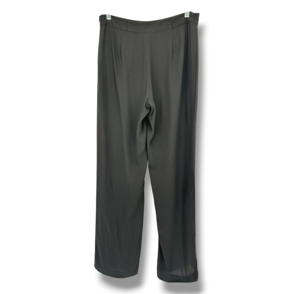 Eileen Fisher Petite Silk Crepe Georgette Straight Leg Ankle Pants Black PS - Picture 2 of 16